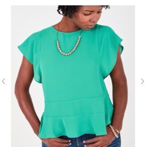 Stella and Dot green peplum blouse